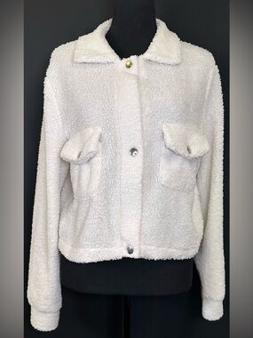 #170- Cozy White Teddy Jacket with Button Front
